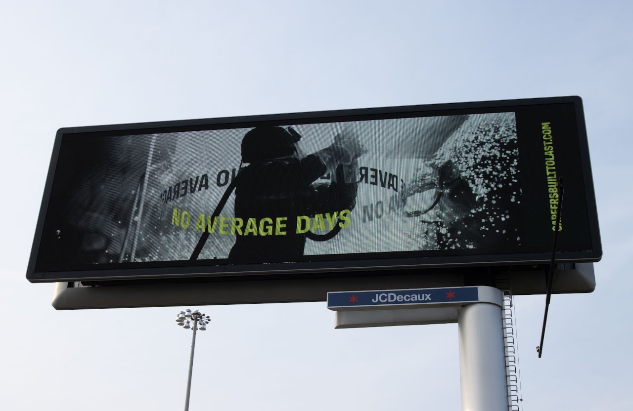 BlueForge Alliance 'No Average Days' JCDecaux digital billboard, Chicago DMA