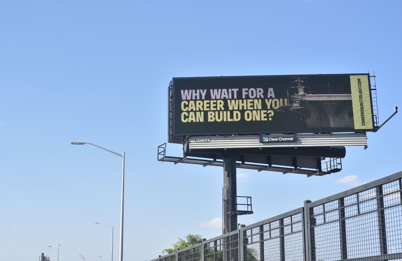 BlueForge Alliance 'Why Wait For A Career' Clear Channel digital billboard close-up, Milwaukee