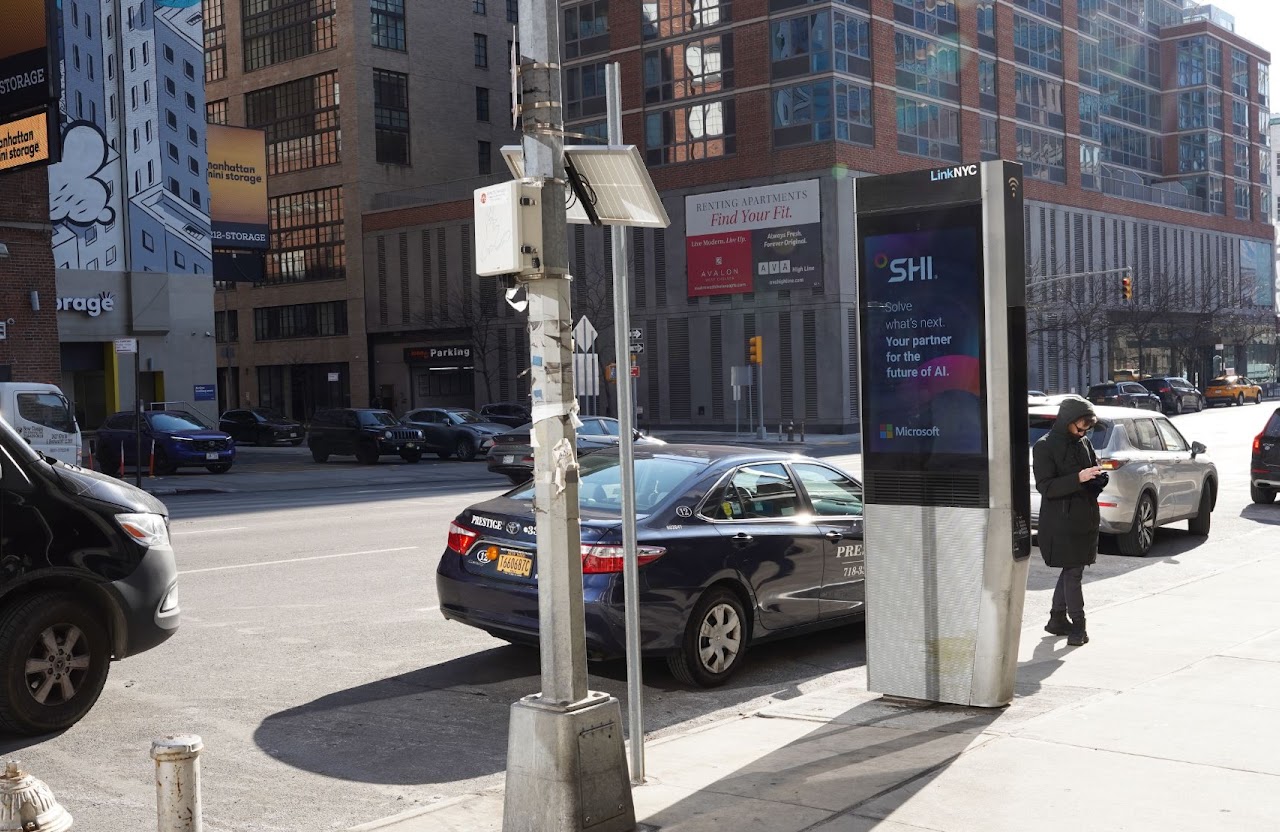 SHI x Microsoft LinkNYC kiosk — intersection view, NYC